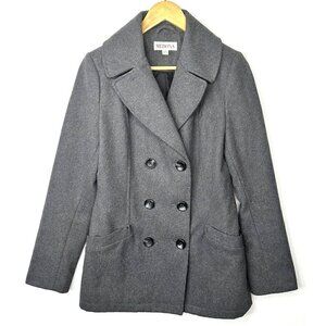 Merona Womens Wool Blend Peacoat Double Breasted Pockets Lined Gray Size Small